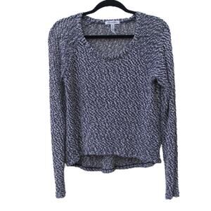 Aeropostale Women's Medium Sweater Black White Pullover Scoop Neck Long Sleeves